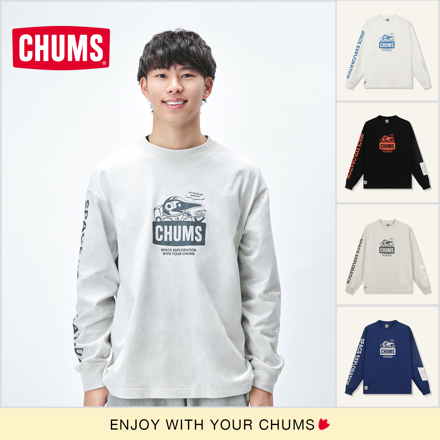 CHUMS洽洽鸟户外休闲长袖T恤图片