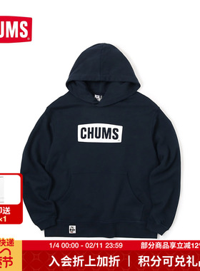 CHUMS洽洽鸟运动户外休闲帽衫卫衣男女款宽松连帽卫衣CH00-1443