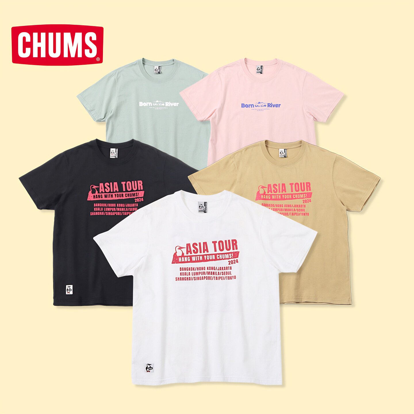 CHUMS洽洽鸟户外休闲运动T恤男女25春夏棉透气圆领短袖CH01-2365图片