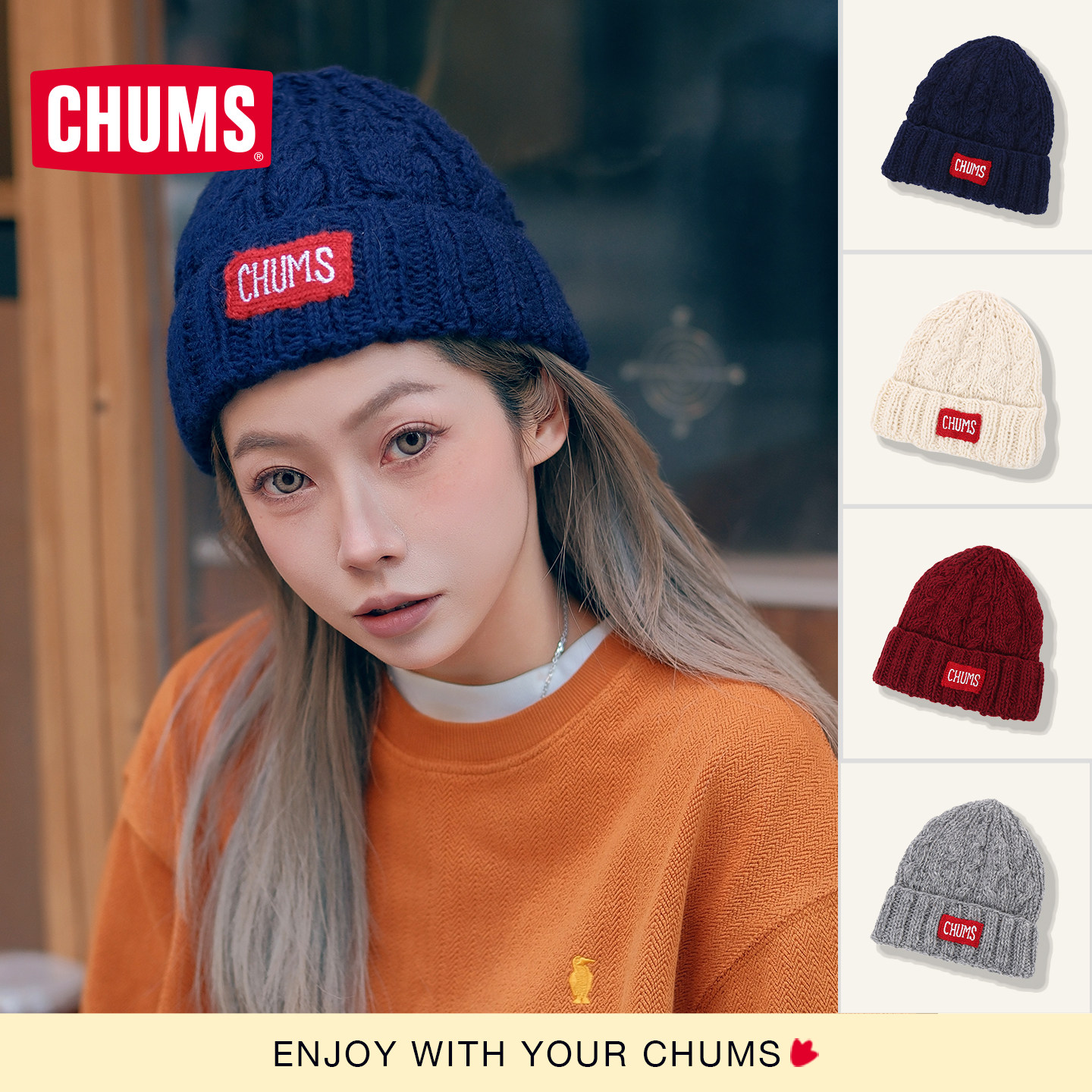 CHUMS/洽洽鸟潮牌男女款针织帽子图片