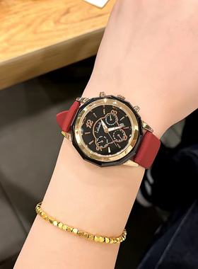 拉宝丽直播同款新款礼盒时尚大表盘百搭硅胶手表休闲风防水女表