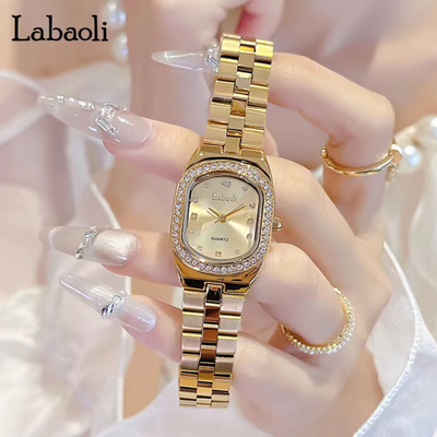 拉宝丽直播同款礼盒小众轻奢高级感时尚女表防水钢带石英表