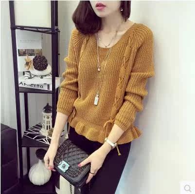 spring and autumn winter new pattern Korean Edition Self cultivation Show thin long sleeve blouse pullover Wood ear Knitted bottoming shirtin the Women's clothing/Boutique , Sweaters  category - from Buy2taobao.com to provide professional Taobao agent buy service