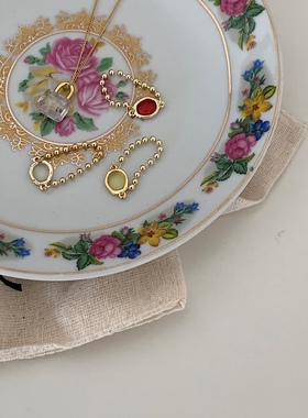 无性别链条奶油色圆形复古戒指