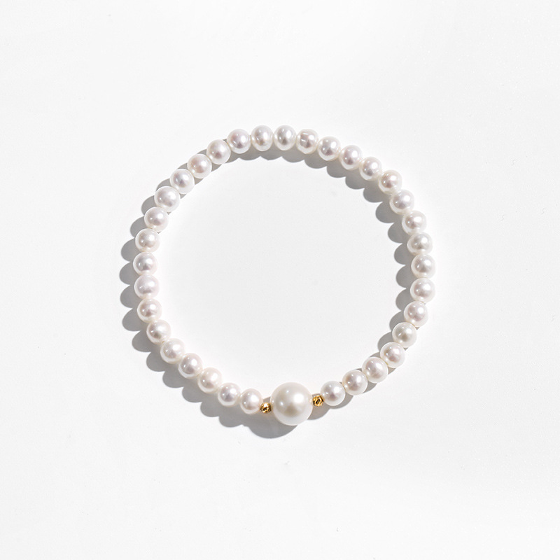 18k金5-6mm淡水珍珠手链