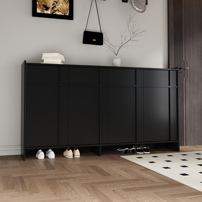 中古风实木鞋柜家用门口玄关柜一体骨骼线复古门口储物柜门外柜子