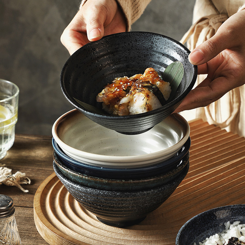 日式斗笠碗家用陶瓷米饭碗