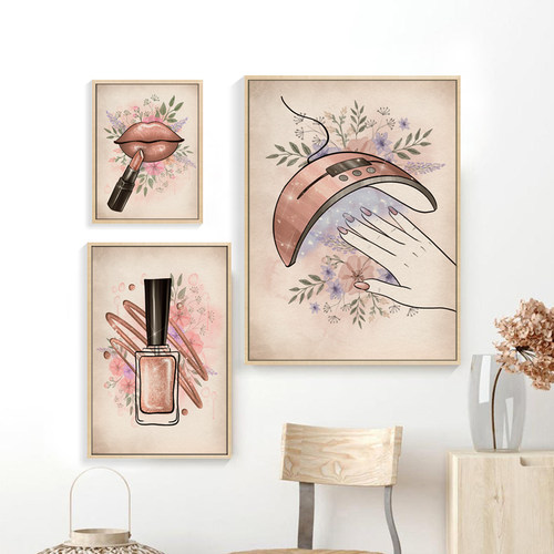 美容院装饰画化妆品店背景墙画