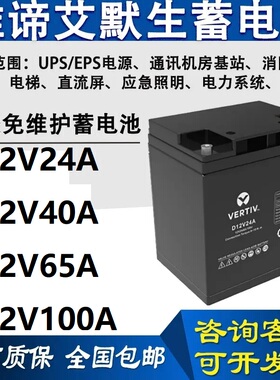 VERTIV维谛蓄电池D12V24A/12V24AH 40AH/65AH/100AH不间断UPS电池