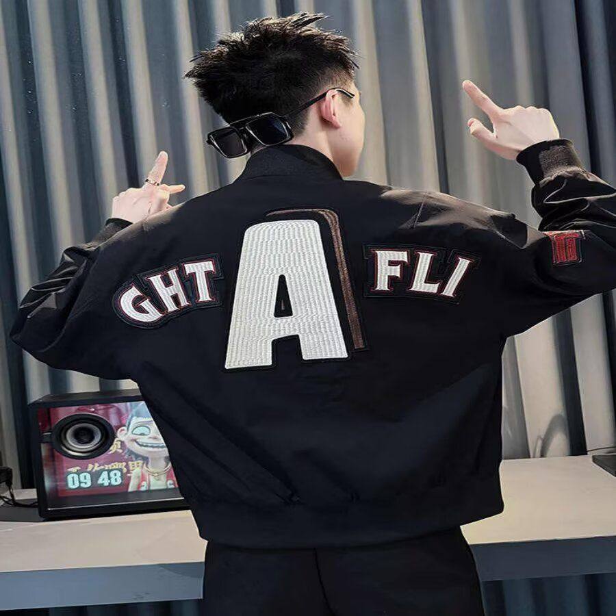 春秋款高级感夹克男款潮牌刺绣上衣2025新款潮流痞帅炸街外套