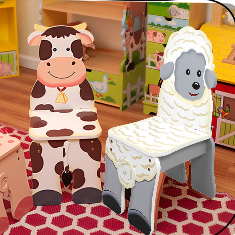 teamson纷朵奇儿童靠背小椅子卡通椅宝宝玩具桌椅组幼儿农场主题