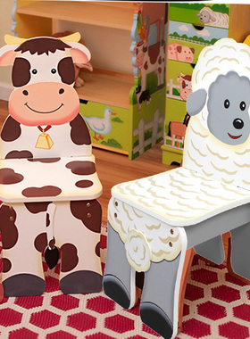 teamson纷朵奇儿童靠背小椅子卡通椅宝宝玩具桌椅组幼儿农场主题