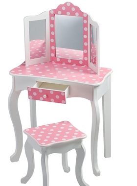 teamson纷朵奇儿童梳妆台女孩化妆台木制桌椅套组女童生日礼物