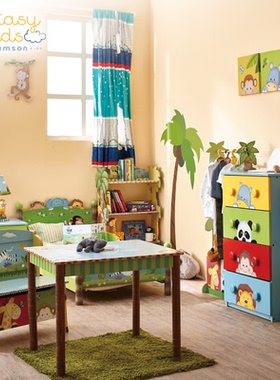 teamson纷朵奇儿童房宝宝收纳储物书架书柜置物架丛林探险主题