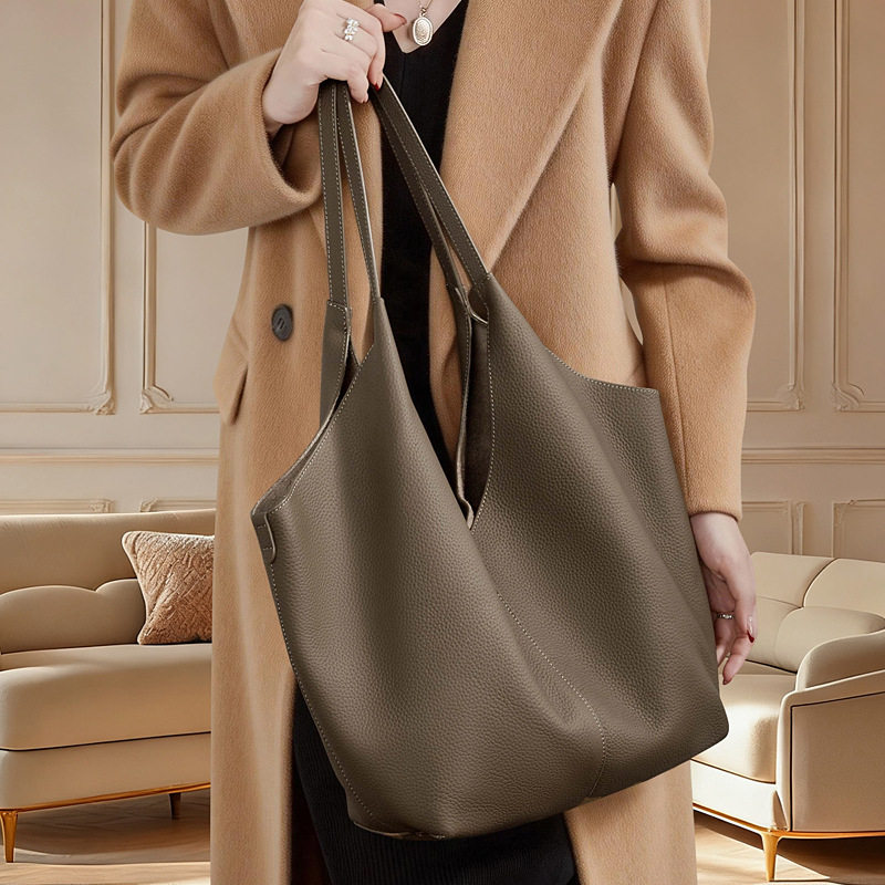 大容量美拉德百搭女包真皮休闲松弛感单肩手提包腋下真皮托特包包,箱包皮具/热销女包/男包,通用款女包,淘宝优惠券,粉丝福利购,淘宝优惠卷