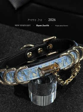 PuppyJoy独家「贝蓝金铃」choker项圈高级手工定制