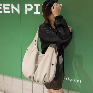 韩国ins小众博主同款 休闲慵懒风大容量百搭尼龙布女包单肩托特包