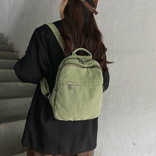 书包女韩版原宿风高中生大学生ins日系简约帆布手提两用双肩背包
