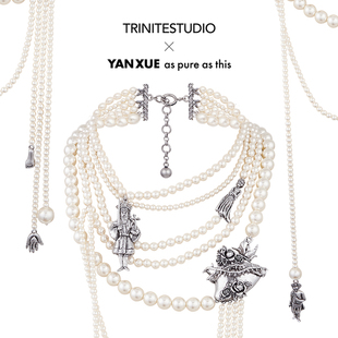 Pearl Necklace 做旧银装 饰珍珠宫廷感长项链 YANXUE TRINITE