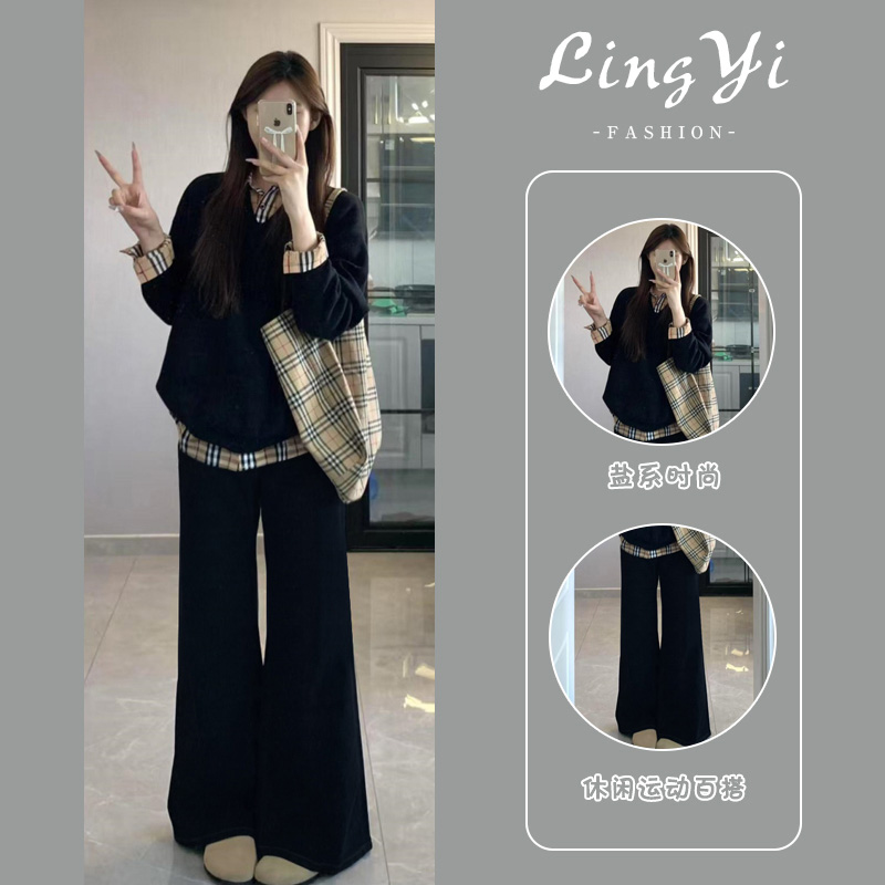 高级感假两件卫衣穿搭#洋气套装