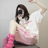 短裤 学生韩版 运动套装 跑步宽松薄款 休闲两件套 女夏季 盐系纯棉短袖