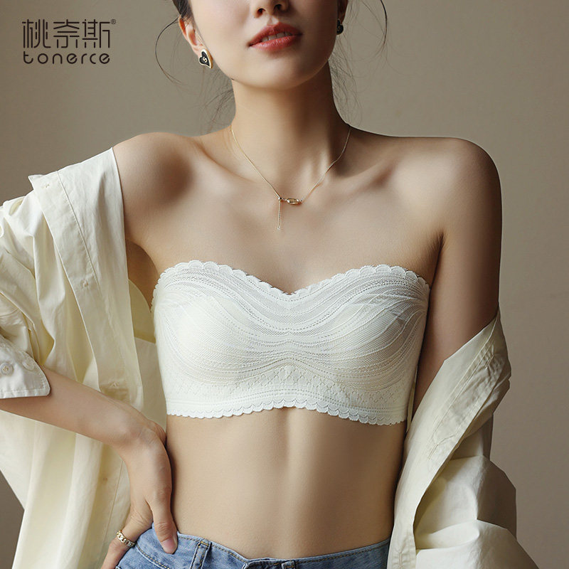 无肩带内衣女蕾丝防滑隐形文胸夏季薄G款大胸显小胸聚拢防走光抹