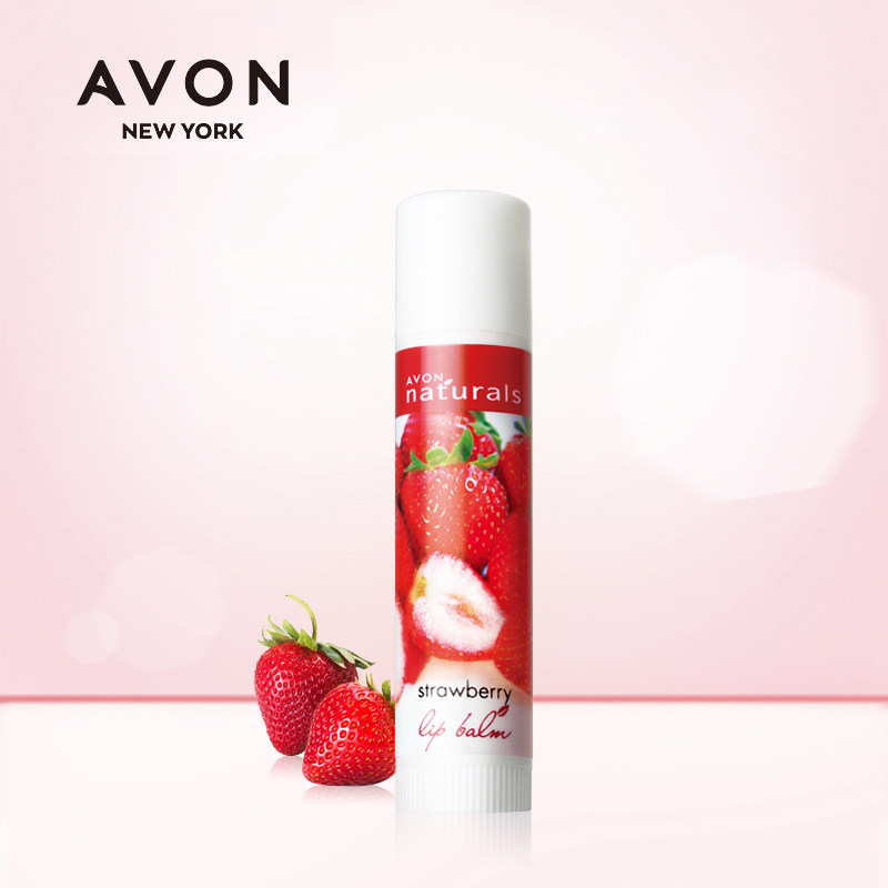 雅芳盈泽淡彩草莓润唇膏4g滋润护唇膏淡彩保湿经典草莓唇膏学生