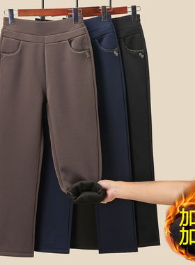 中老年女裤春秋冬季长裤宽松高腰妈妈裤子老太太加绒厚奶奶裤外穿