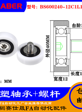 【赛仕晟】厂家不锈钢螺杆包塑轴承BS600240-12C1L12M10塑料滑轮