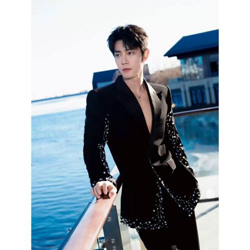 明星同款高级感重工珍珠刺绣西装