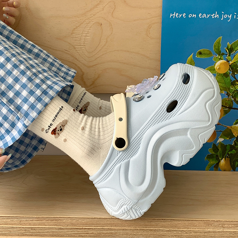 超火不累脚高跟洞洞鞋女沙滩外穿10cm厚底踩屎感拖鞋增高凉拖鞋女