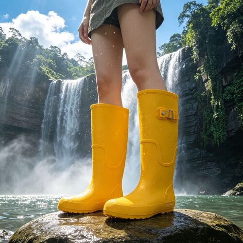 惠灵顿高筒女士外穿旅行防水户外涉水雨林徒步加绒保暖套鞋雨鞋女