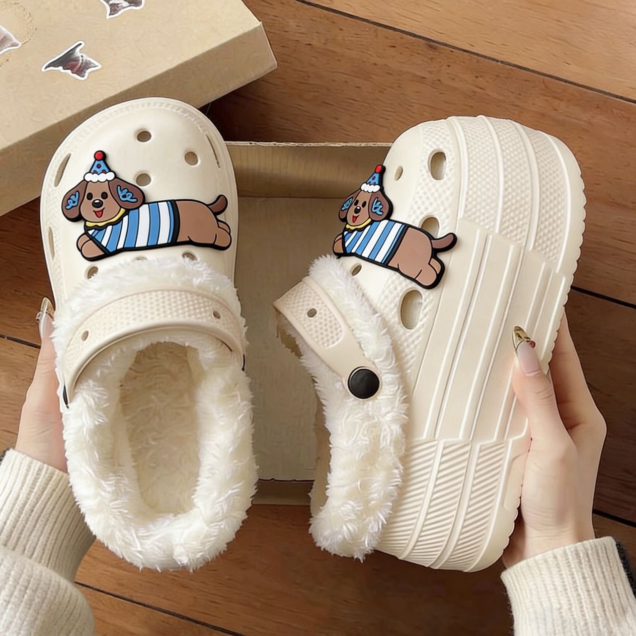 9cm婚礼洞洞鞋婚纱神器厚底增高加绒矮子乐拖鞋外穿拍婚纱照棉拖