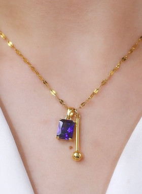 轻奢小众设计感紫色水晶项链女