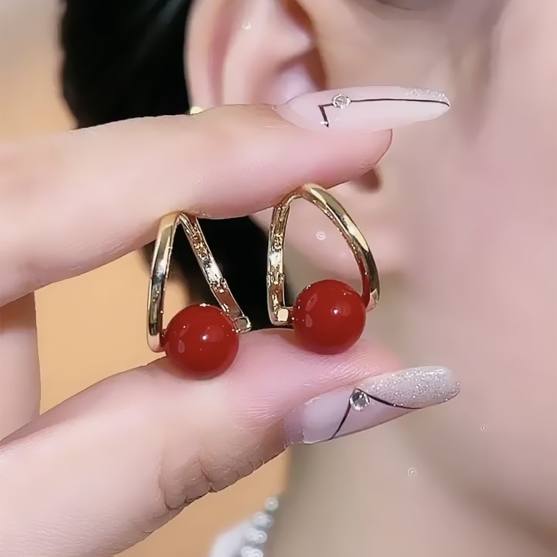 气质相思红豆耳扣女小众设计珍珠耳环气质百搭耳饰轻奢高级感耳坠,饰品/流行首饰/时尚饰品新,耳环,淘宝优惠券,粉丝福利购,淘宝优惠卷