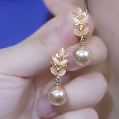 秋冬高级感猫眼石麦穗珍珠耳环女