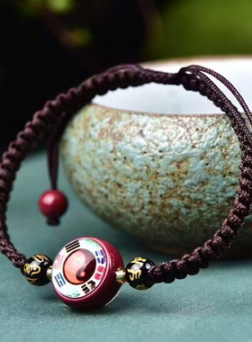 天然原矿朱砂 紫砂八卦唐卡成人手链 纯手工编织精工细作做工精美