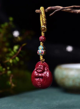 天然原矿朱砂车挂紫金砂包衣佛包挂钥匙扣纯手工制作精工细作