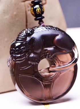 天然冰种黑曜石貔貅财运亨通吊坠