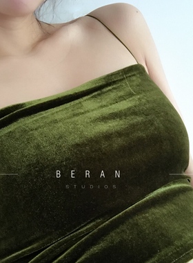 BERAN 欧美性感平领口细肩带高腰短款露脐复古丝绒天鹅绒吊带背心