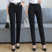 职业直筒正装 子小个子高腰春秋款 女工作裤 黑色秋冬加绒西裤 西装 裤
