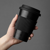 单向陶瓷咖啡杯 原创文艺简约便携带盖家用水杯办公室咖啡杯马克杯礼物个性 潮流350ml单向空间OWSPACE