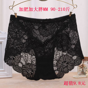 加肥加大蕾丝女内裤性感透明胖mm大码女士高腰收腹无痕三角裤头薄