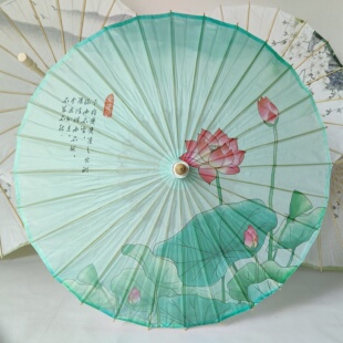 荷花红色防雨防晒油纸伞女古风道具古典舞蹈汉服伞旗袍走秀装饰伞