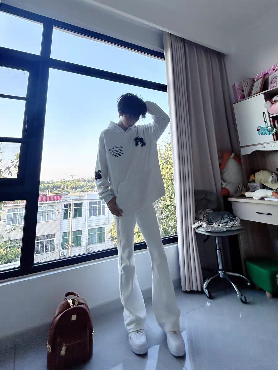 新款cleanfit微喇牛仔裤黑白美式高街百搭国潮长裤水洗男女直筒裤