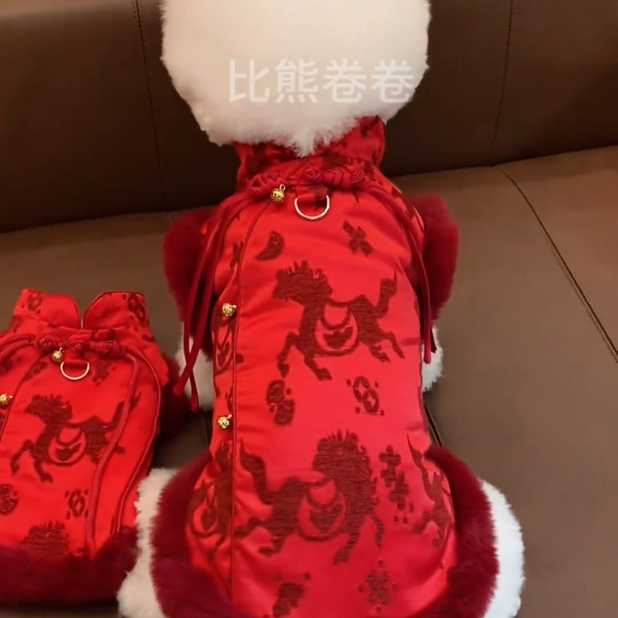 狗狗衣服冬季保暖秋冬加厚马甲比熊雪纳瑞博美幼犬过年喜庆唐装
