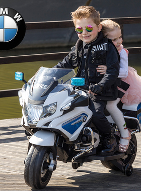 圣贝儿宝马儿童电动摩托车四轮宝宝3-6岁汽车可坐双人小孩