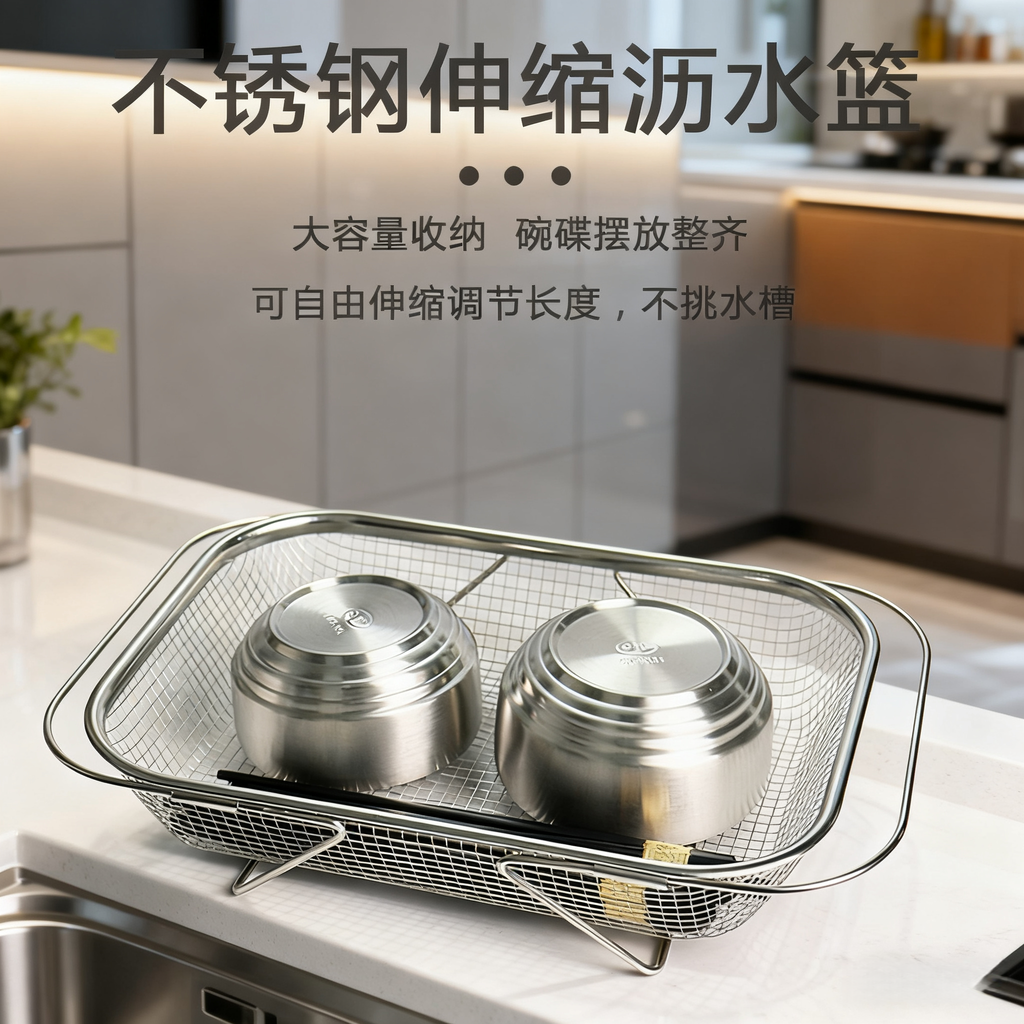 不锈钢沥水篮伸缩水槽沥水架家用