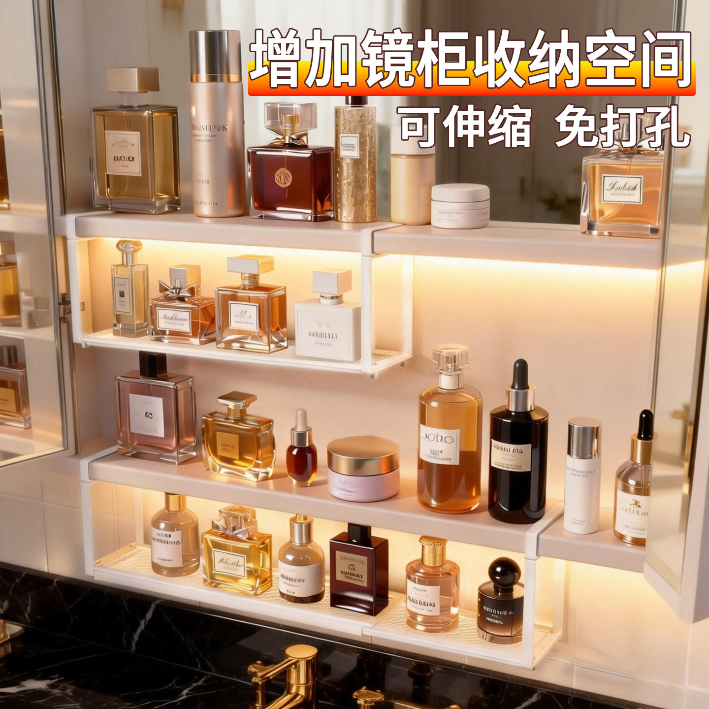 镜柜下置物架洗手台挂架卫生间镜子后收纳架浴室柜内部分层架挂篮,收纳整理,镜柜收纳盒,淘宝优惠券,粉丝福利购,淘宝优惠卷