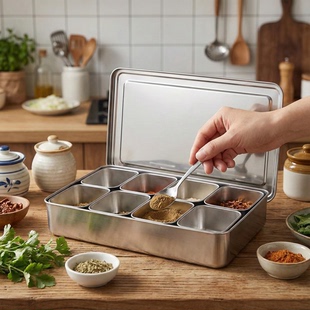 冰粉盒摆摊专用调味盒商用多格调料盒厨房商用收纳盒小料盒方盒子